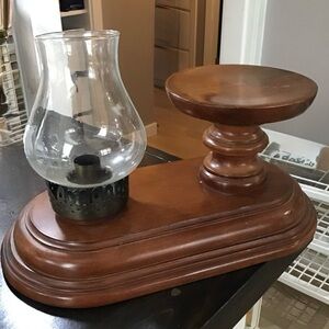 Wooden Candle Holder with Glass Shade